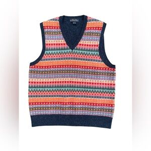 Brooks Brothers Men's Multicolor 100% Wool Patterned Sweater Vest Size Large